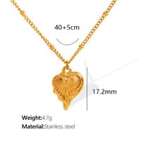 304 Stainless Steel Titanium Steel 18K Gold Plated Casual Retro Hollow Out Inlay Heart Shape Tulip Zircon Pendant Necklace sku image 1