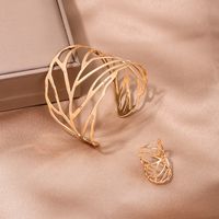 Glam Exaggerated Pastoral Leaf Leaves 14K Gold Plated Alloy Wholesale Jewelry Set main image 4