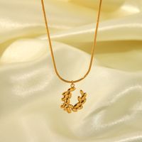 304 Stainless Steel 18K Gold Plated Simple Style Classic Style Commute Plating Grain Earrings Necklace main image 6