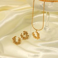 304 Stainless Steel 18K Gold Plated Simple Style Classic Style Commute Plating Grain Earrings Necklace main image 4