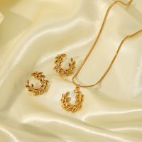 304 Stainless Steel 18K Gold Plated Simple Style Classic Style Commute Plating Grain Earrings Necklace main image 3