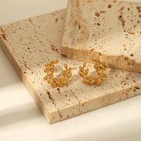 304 Stainless Steel 18K Gold Plated Simple Style Classic Style Commute Plating Grain Earrings Necklace main image 5
