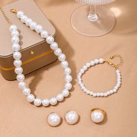 Simple Style Classic Style Round Artificial Pearls Alloy Plastic Wholesale Jewelry Set sku image 1