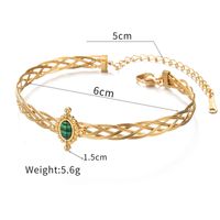 Retro French Style Oval 201 Stainless Steel 304 Stainless Steel 18K Gold Plated Malachite Bangle In Bulk main image 2