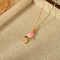 304 Stainless Steel Copper 18K Gold Plated Casual Sweet Commute Inlay Flower Tulip Glass Zircon Pendant Necklace main image 6
