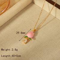 304 Stainless Steel Copper 18K Gold Plated Casual Sweet Commute Inlay Flower Tulip Glass Zircon Pendant Necklace main image 3