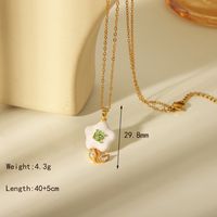 304 Stainless Steel Copper 18K Gold Plated Casual Sweet Commute Inlay Flower Tulip Glass Zircon Pendant Necklace main image 2