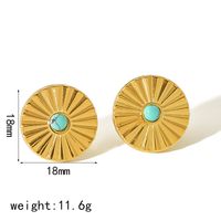 1 Pair IG Style French Style Geometric Polishing Plating Inlay 304 Stainless Steel Natural Stone 18K Gold Plated Ear Studs main image 3