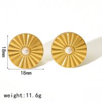 1 Pair IG Style French Style Geometric Polishing Plating Inlay 304 Stainless Steel Natural Stone 18K Gold Plated Ear Studs main image 4