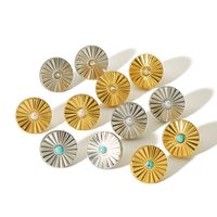 1 Pair IG Style French Style Geometric Polishing Plating Inlay 304 Stainless Steel Natural Stone 18K Gold Plated Ear Studs main image 8