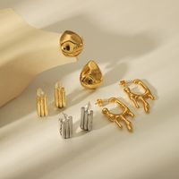 1 Pair Vintage Style Commute Water Droplets Solid Color Plating 304 Stainless Steel Copper 18K Gold Plated Ear Studs main image 1