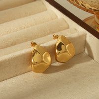 1 Pair Vintage Style Commute Water Droplets Solid Color Plating 304 Stainless Steel Copper 18K Gold Plated Ear Studs main image 2