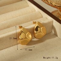 1 Pair Vintage Style Commute Water Droplets Solid Color Plating 304 Stainless Steel Copper 18K Gold Plated Ear Studs main image 6