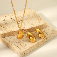 304 Stainless Steel 18K Gold Plated IG Style Nordic Style Basic Polishing Plating Water Droplets Earrings Necklace main image 3