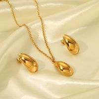 304 Stainless Steel 18K Gold Plated IG Style Nordic Style Basic Polishing Plating Water Droplets Earrings Necklace main image 1