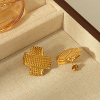 1 Pair Vintage Style Simple Style S Shape Geometric Plating 304 Stainless Steel 18K Gold Plated Ear Studs main image 3
