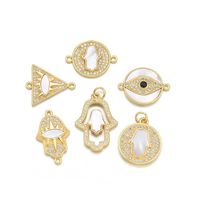 1 Piece 20*15mm 20*17mm 22*14mm Copper Shell Zircon 18K Gold Plated Palm Eye Polished Pendant main image 8
