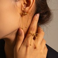1 Pair Basic Sweet Commute Bow Knot Plating 304 Stainless Steel 18K Gold Plated Ear Studs main image 1