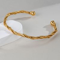 Retro French Style Solid Color 201 Stainless Steel 304 Stainless Steel 18K Gold Plated Bangle In Bulk main image 1