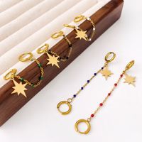 1 Piece Simple Style Star Chain 304 Stainless Steel 18K Gold Plated Earrings main image 1