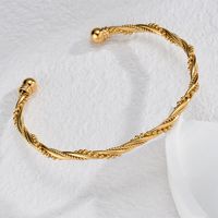 Retro French Style Solid Color 201 Stainless Steel 304 Stainless Steel 18K Gold Plated Bangle In Bulk sku image 1