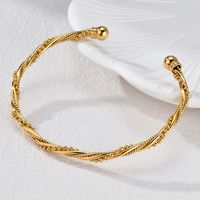 Retro French Style Solid Color 201 Stainless Steel 304 Stainless Steel 18K Gold Plated Bangle In Bulk main image 4