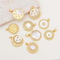 1 Piece 18 * 21mm 20 * 23mm 21 * 23mm Copper Shell Zircon 18K Gold Plated Star Moon Polished Pendant main image 1
