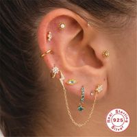 1 Pair Vintage Style Simple Style Roman Style Flower Petal Inlay Sterling Silver Zircon White Gold Plated Gold Plated Ear Studs main image 3