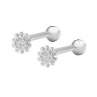 1 Pair Vintage Style Simple Style Roman Style Flower Petal Inlay Sterling Silver Zircon White Gold Plated Gold Plated Ear Studs main image 7