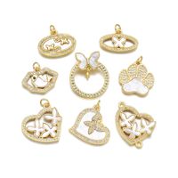 1 Piece 20*15mm 20*20mm 20 * 23mm Copper Shell Zircon 18K Gold Plated Heart Shape Butterfly Polished Pendant main image 10