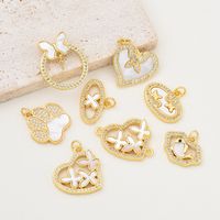 1 Piece 20*15mm 20*20mm 20 * 23mm Copper Shell Zircon 18K Gold Plated Heart Shape Butterfly Polished Pendant main image 1