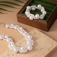 French Style Sweet Geometric Pearl Imitation Pearl Plastic Wholesale Bracelets Necklace Jewelry Set main image 4