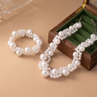 French Style Sweet Geometric Pearl Imitation Pearl Plastic Wholesale Bracelets Necklace Jewelry Set main image 6