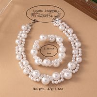 French Style Sweet Geometric Pearl Imitation Pearl Plastic Wholesale Bracelets Necklace Jewelry Set main image 2