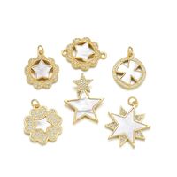 1 Piece 18 * 20mm 21 * 18mm 23 * 25mm Copper Shell Zircon 18K Gold Plated Star Polished Pendant main image 8