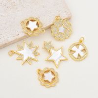 1 Piece 18 * 20mm 21 * 18mm 23 * 25mm Copper Shell Zircon 18K Gold Plated Star Polished Pendant main image 1
