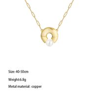 Copper Gold Plated Elegant Simple Style Inlay Round Tiger Pearl Zircon Rings Earrings Necklace main image 2