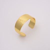 Copper 18K Gold Plated IG Style Vintage Style Exaggerated Criss Cross Stripe Plating Geometric Solid Color Wide Bracelet Bangle main image 4