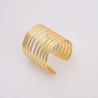 Copper 18K Gold Plated IG Style Vintage Style Exaggerated Criss Cross Stripe Plating Geometric Solid Color Wide Bracelet Bangle main image 6