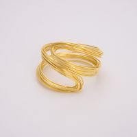 Copper 18K Gold Plated IG Style Vintage Style Exaggerated Criss Cross Stripe Plating Geometric Solid Color Wide Bracelet Bangle main image 8