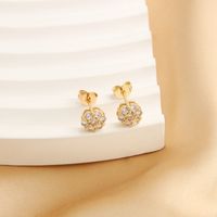 1 Pair IG Style Simple Style Shiny Flower Plating Inlay Copper Zircon 18K Gold Plated Gold Plated Ear Studs main image 5