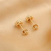 1 Pair IG Style Simple Style Shiny Flower Plating Inlay Copper Zircon 18K Gold Plated Gold Plated Ear Studs main image 6