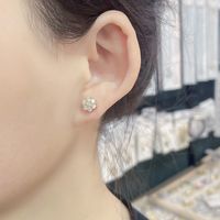 1 Pair IG Style Simple Style Shiny Flower Plating Inlay Copper Zircon 18K Gold Plated Gold Plated Ear Studs main image 7