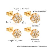1 Pair IG Style Simple Style Shiny Flower Plating Inlay Copper Zircon 18K Gold Plated Gold Plated Ear Studs main image 2