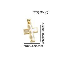 1 Piece 16*24mm 19 * 29mm 22*33mm Copper Shell Zircon 18K Gold Plated Cross Polished Pendant main image 5