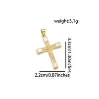 1 Piece 16*24mm 19 * 29mm 22*33mm Copper Shell Zircon 18K Gold Plated Cross Polished Pendant main image 9
