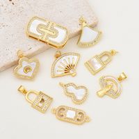 1 Piece 13 * 21mm 20*19mm 27*10mm Copper Shell Zircon 18K Gold Plated Geometric Sector Lock Polished Pendant main image 1