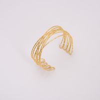 Copper 18K Gold Plated IG Style Vintage Style Exaggerated Criss Cross Stripe Plating Geometric Solid Color Wide Bracelet Bangle sku image 9