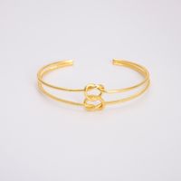 Copper 18K Gold Plated IG Style Vintage Style Exaggerated Criss Cross Stripe Plating Geometric Solid Color Wide Bracelet Bangle sku image 5