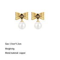 1 Pair Elegant Lady Pentagram Round Inlay Copper Brass Pearl Gold Plated Drop Earrings Ear Studs main image 3